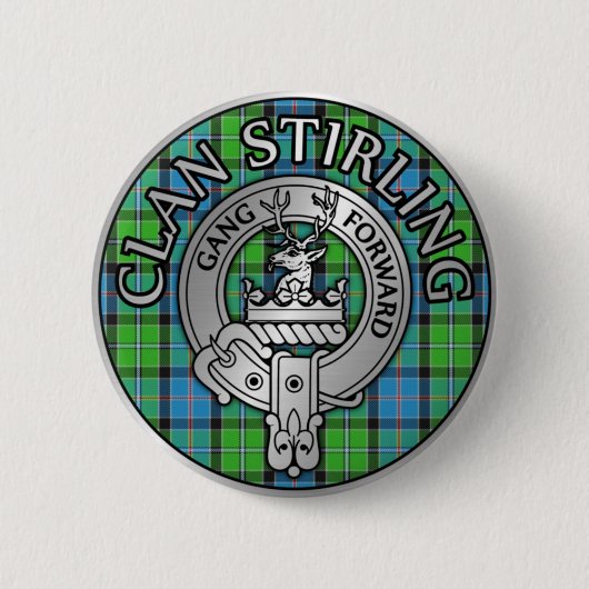 Clan Stirling Wappen & Tartan Knot Button (Vorderseite)