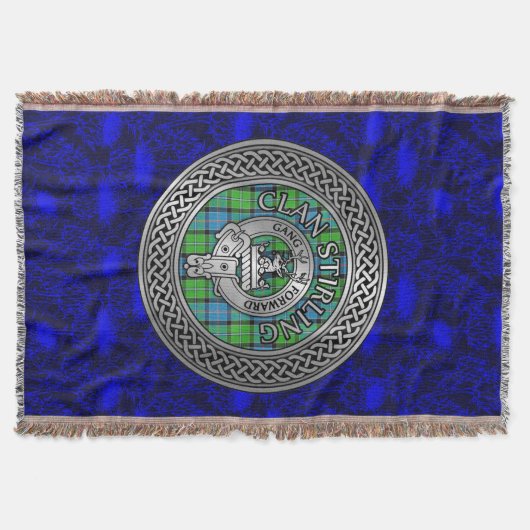 Clan Stirling Wappen & Tartan Knot Decke (Vorderseite)