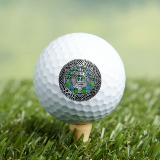 Clan Stirling Wappen & Tartan Knot Golfball (Insitu T-Shirt)