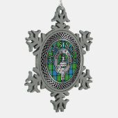 Clan Stirling Wappen & Tartan Knot Schneeflocken Zinn-Ornament (Links)