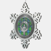 Clan Stirling Wappen & Tartan Knot Schneeflocken Zinn-Ornament (Rechts)