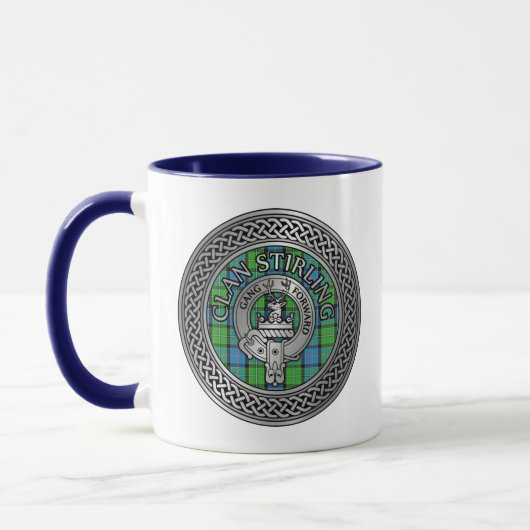Clan Stirling Wappen & Tartan Knot Tasse (Links)