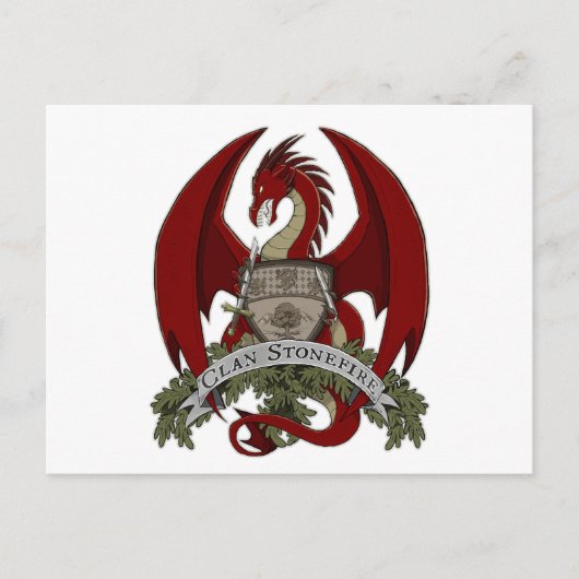 Clan Stonefire Wappen (Roter Drache) Postkarte (Vorderseite)