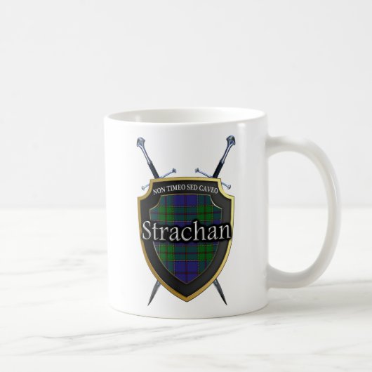 Clan Strachan Tartan-Schild und Schwerter Kaffeetasse (Rechts)