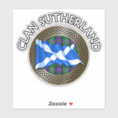 Clan Sutherland Tartan Knot & Flag Aufkleber (Blatt)