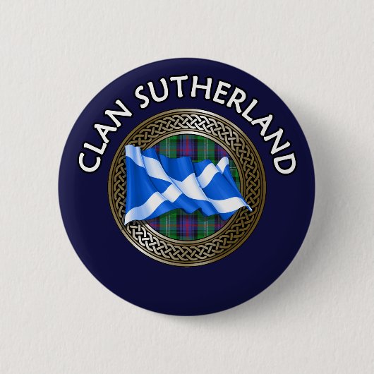 Clan Sutherland Tartan Knot & Flag Button (Vorderseite)