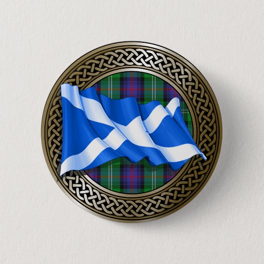 Clan Sutherland Tartan Knot & Flag Button (Vorderseite)