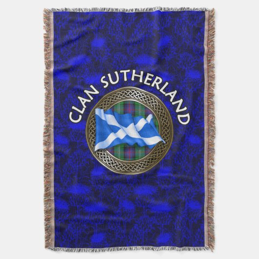 Clan Sutherland Tartan Knot & Flag Decke (Vorderseite Vertikal)