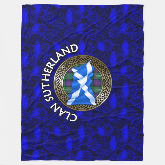 Clan Sutherland Tartan Knot & Flag Fleecedecke (Vorderseite)