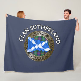 Clan Sutherland Tartan Knot & Flag Fleecedecke