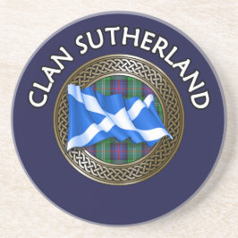 Clan Sutherland Tartan Knot & Flag Getränkeuntersetzer