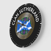 Clan Sutherland Tartan Knot & Flag Große Wanduhr (Winkel)