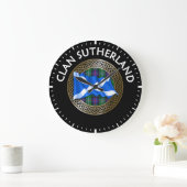 Clan Sutherland Tartan Knot & Flag Große Wanduhr (Zuhause)