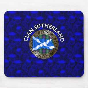 Clan Sutherland Tartan Knot & Flag Mousepad