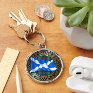 Clan Sutherland Tartan Knot & Flag Schlüsselanhänger
