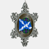 Clan Sutherland Tartan Knot & Flag Schneeflocken Zinn-Ornament (Links)