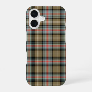 Clan Sutherland Tartan Tan und Schwarz Karo iPhone 16 Hülle