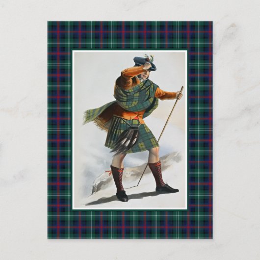Clan Sutherland Vintag Illustration Tartan Frame Postkarte (Vorderseite)