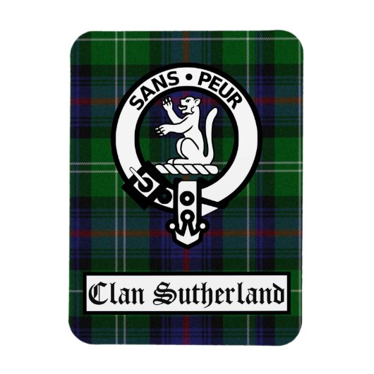 Clan Sutherland Wappen Abzeichen & Tartan Magnet (Vertikal)