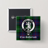 Clan Sutherland Wappen & Tartan Button (Vorne & Hinten)