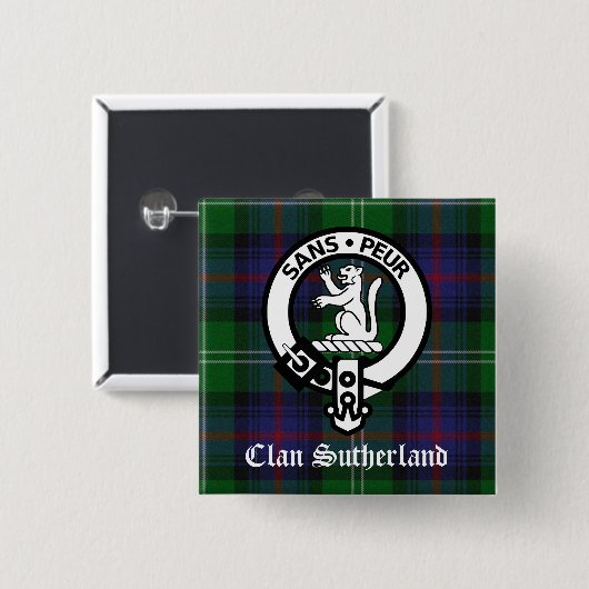 Clan Sutherland Wappen & Tartan Button (Vorne & Hinten)