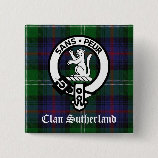Clan Sutherland Wappen & Tartan Button (Vorderseite)