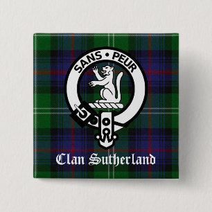 Clan Sutherland Wappen & Tartan Button