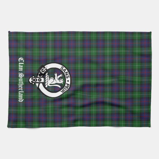 Clan Sutherland Wappen & Tartan Geschirrtuch (Horizontal)