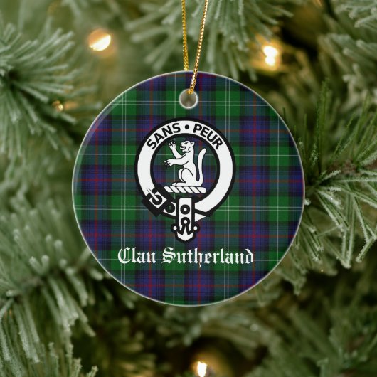 Clan Sutherland Wappen & Tartan individuell anpass Keramik Ornament (Baum)