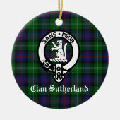 Clan Sutherland Wappen & Tartan individuell anpass Keramik Ornament (Vorne)