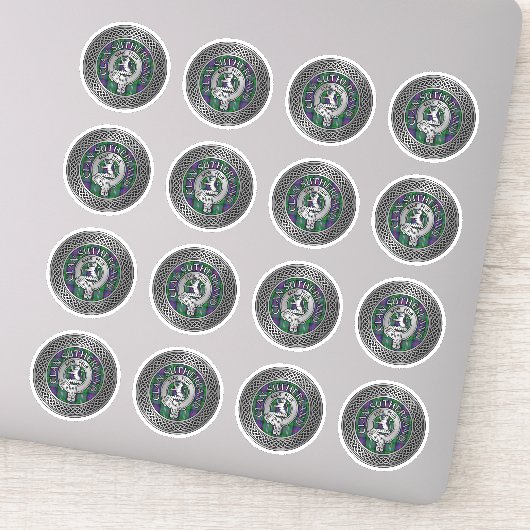 Clan Sutherland Wappen & Tartan Knot Aufkleber (Detail)