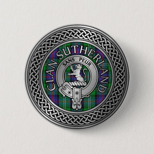 Clan Sutherland Wappen & Tartan Knot Button (Vorderseite)