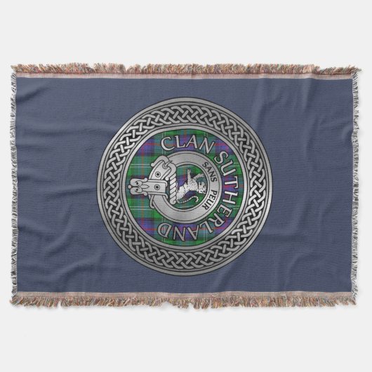 Clan Sutherland Wappen & Tartan Knot Decke (Vorderseite)