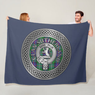 Clan Sutherland Wappen & Tartan Knot Fleecedecke