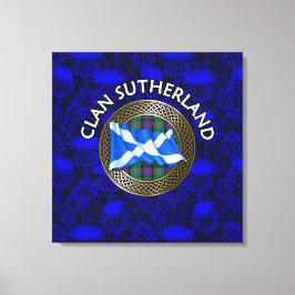 Clan Sutherland Wappen & Tartan Knot on Thistle Leinwanddruck