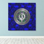 Clan Sutherland Wappen & Tartan Knot on Thistle Leinwanddruck (Insitu (Holzboden))