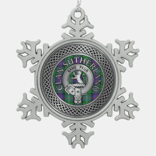 Clan Sutherland Wappen & Tartan Knot Schneeflocken Zinn-Ornament