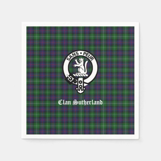 Clan Sutherland Wappen & Tartan Küchentücher Serviette (Vorderseite)