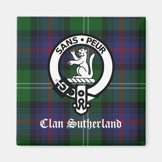 Clan Sutherland Wappen & Tartan Magnet (Vorne)