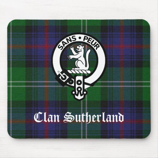 Clan Sutherland Wappen & Tartan Mousepad (Vorne)