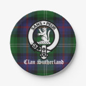Clan Sutherland Wappen & Tartan Papierplatte Pappteller (Vorderseite)