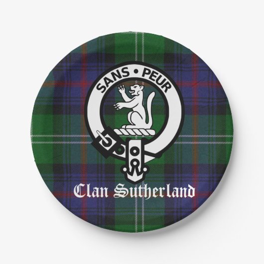 Clan Sutherland Wappen & Tartan Papierplatte Pappteller (Vorderseite)