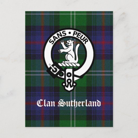 Clan Sutherland Wappen & Tartan Postcard Postkarte (Vorderseite)