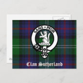 Clan Sutherland Wappen & Tartan Postkarte (Vorne/Hinten)