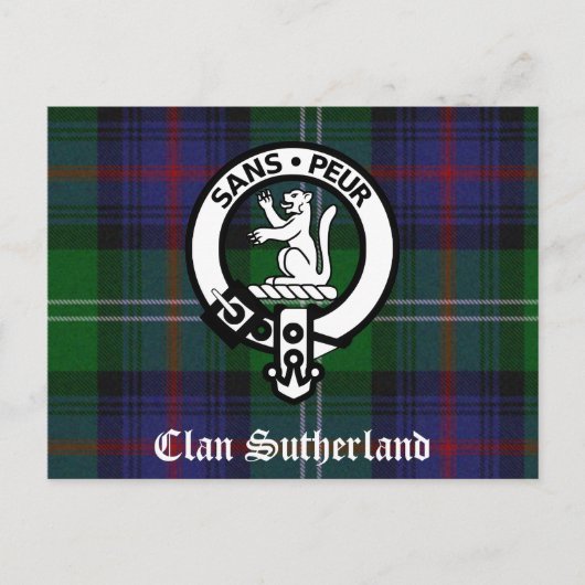 Clan Sutherland Wappen & Tartan Postkarte (Vorderseite)