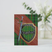 Clan Urquhart Tartan Sword & Shield Postkarte (Stehend Vorderseite)
