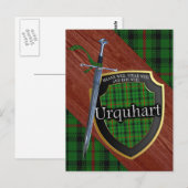 Clan Urquhart Tartan Sword & Shield Postkarte (Vorne/Hinten)