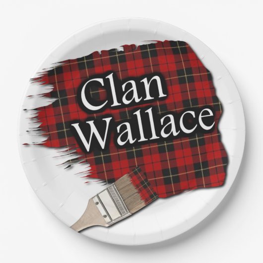 Clan Wallace Scottish Tartan Paint Brush Pappteller (Vorderseite)