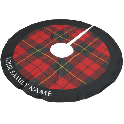 Clan Wallace Tartan Brushed Polyester Tree Skirt Polyester Weihnachtsbaumdecke (Schrägansicht)