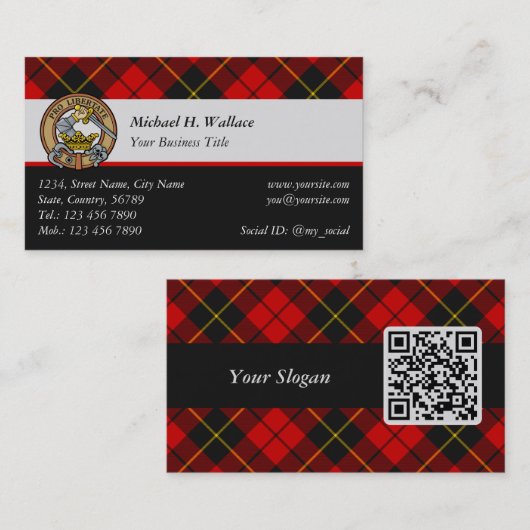 Clan Wallace Tartan Business Card Visitenkarte (Vorne/Hinten)